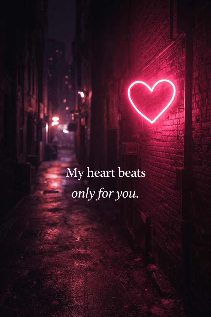 Neon heart glow in urban alley wallpaper
