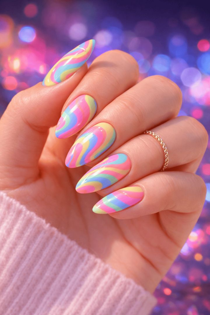 Neon pastel swirl nail art spring nails wallpaper