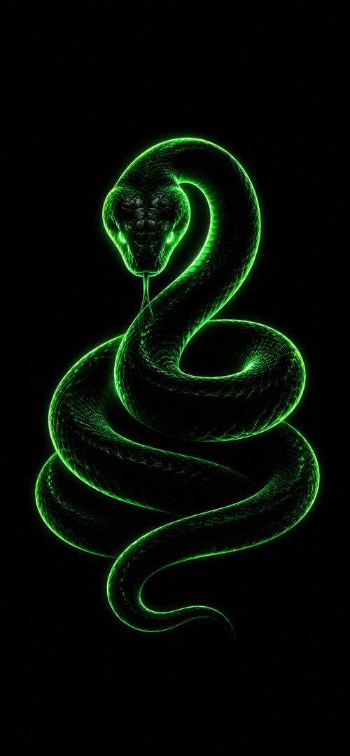 Neon serpent in glowing coils wallpaper
