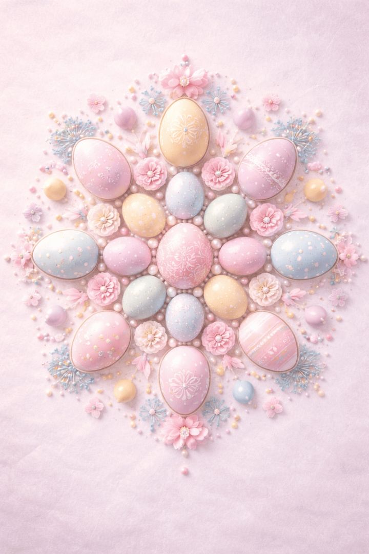 Pastel Easter egg mandala decor wallpaper