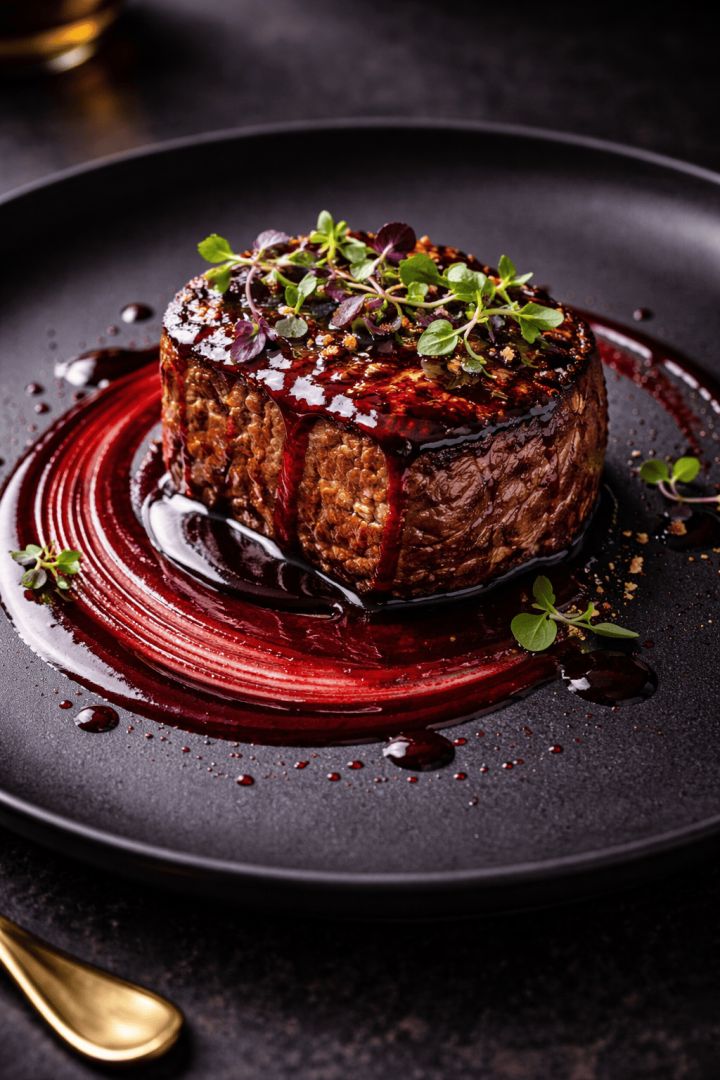 Perfectly seared filet mignon with wine sauce wallpaper