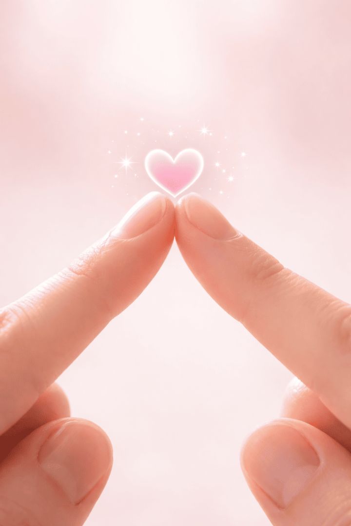 Pink heart formed by fingertips wallpaper