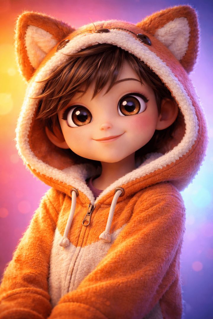 Playful fox hoodie portrait wallpaper