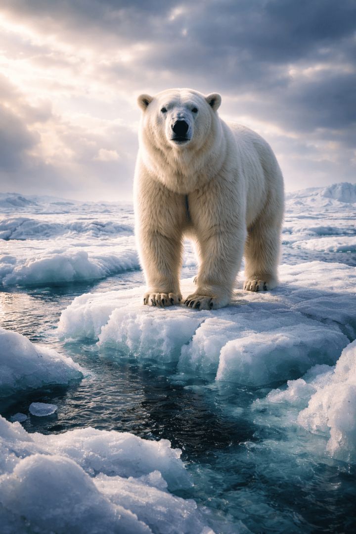 Polar bear amidst melting ice floes wild wallpaper