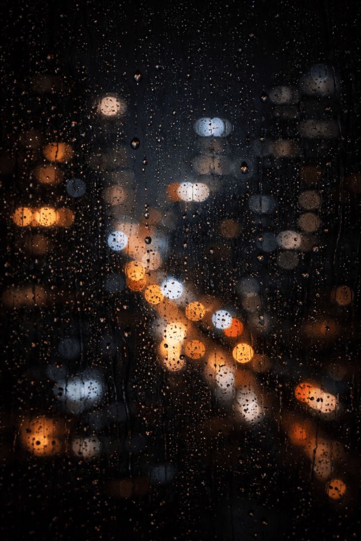 Raindrops and city lights at night wallpaper
