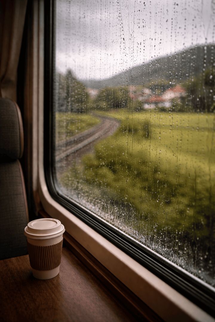 Raindrops and coffee on the train rain wallpaper