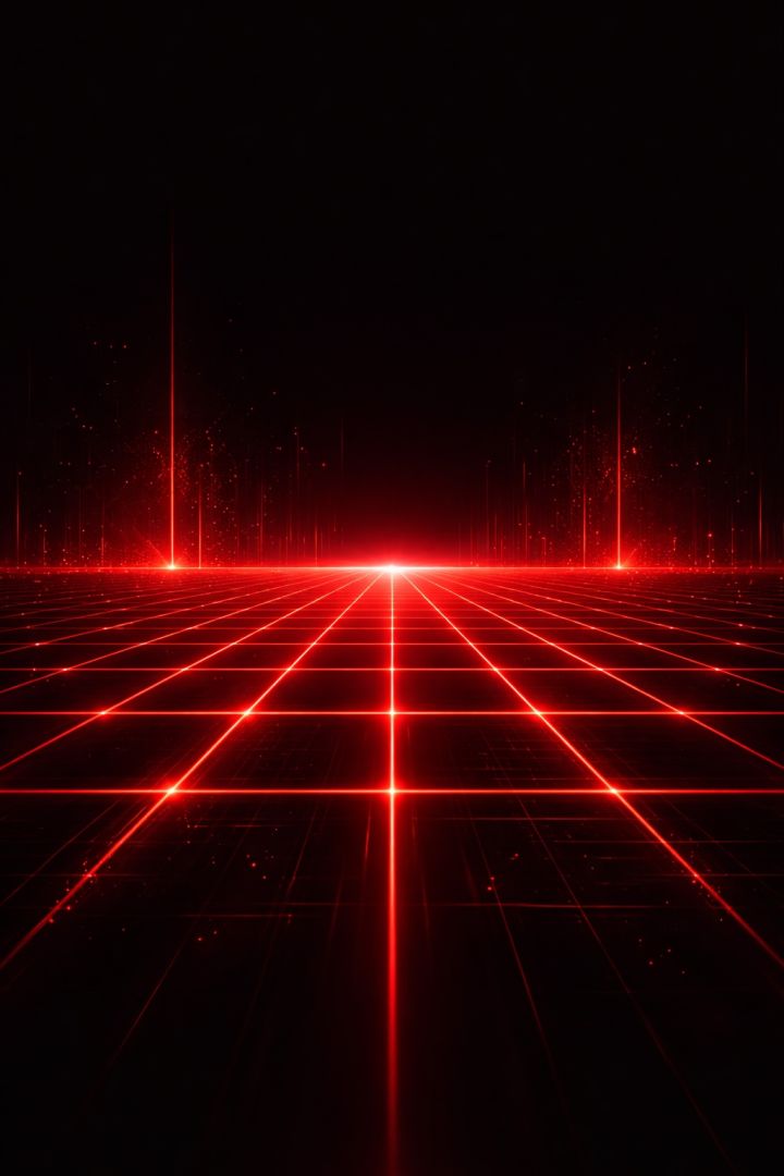 Red neon grid in darkness wallpaper