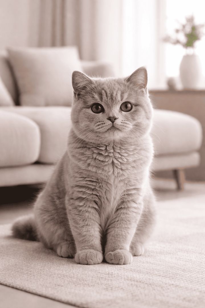 Relaxed elegance of a British Shorthair cat wallpaper
