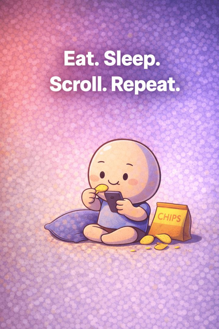 Relaxed scrolling and snack time wallpaper