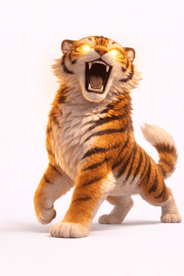 Roaring tiger with glowing eyes wallpaper