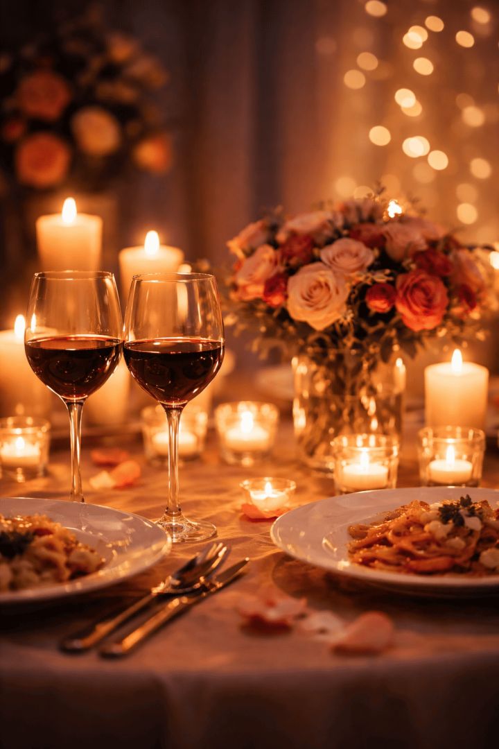 Romantic candlelit dinner for two wallpaper