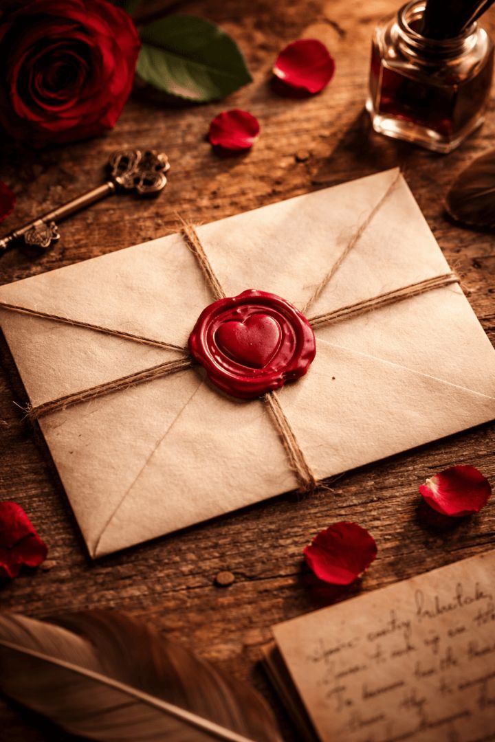 Romantic love letter with wax seal wallpaper