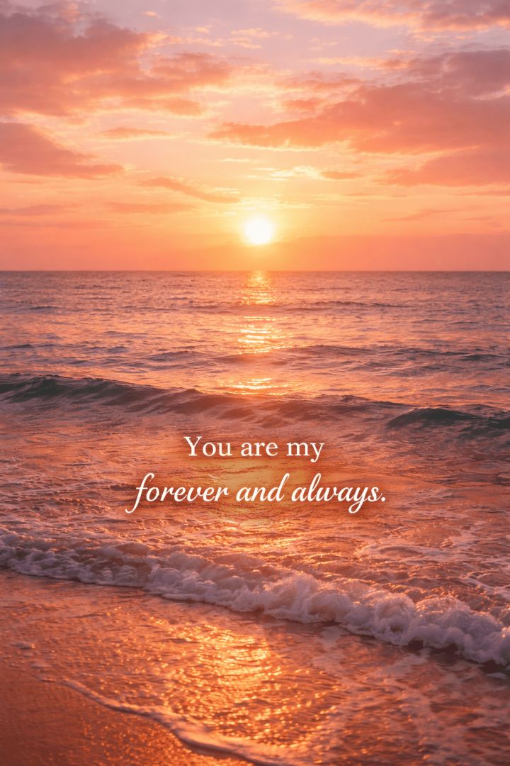 Romantic ocean sunset with quote wallpaper