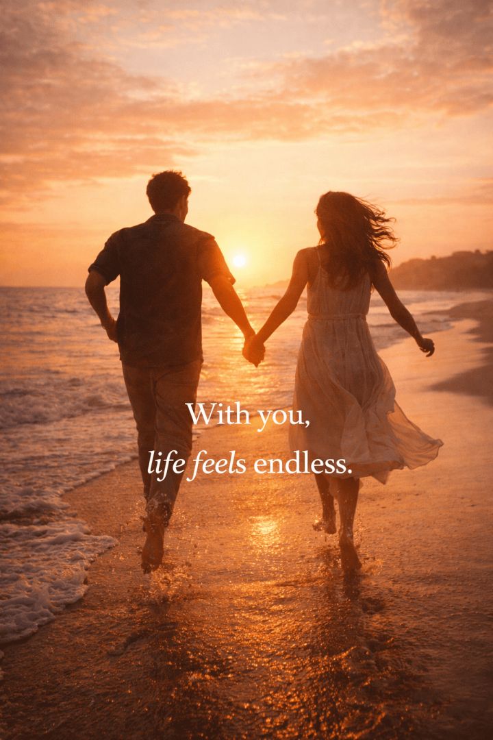 Running towards forever at sunset wallpaper