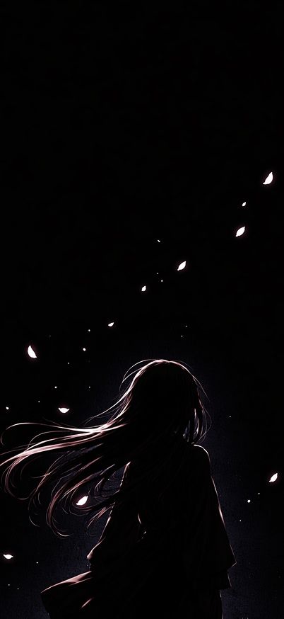 Sakura petals in the dark wallpaper