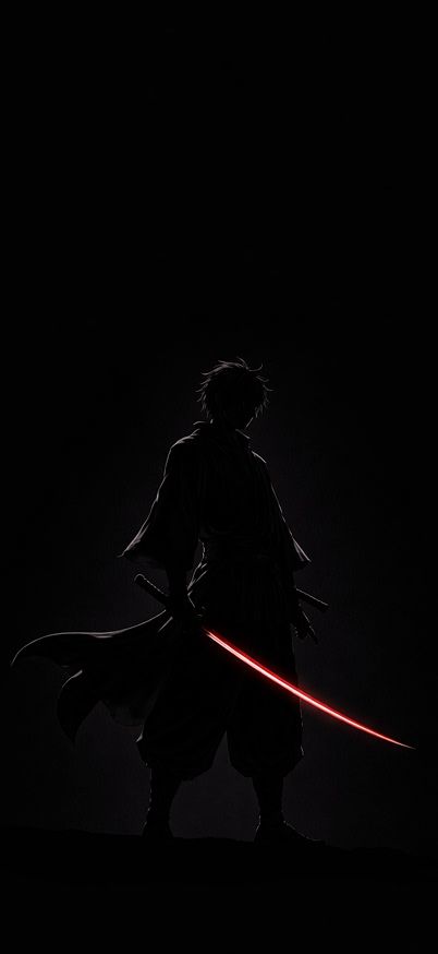 Samurai silhouette with glowing katana wallpaper