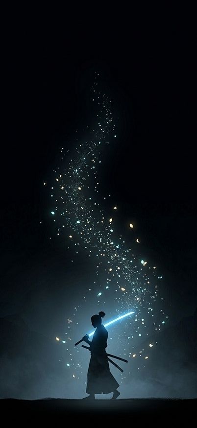 Samurai Warrior Night Glow Dark AMOLED Mobile Wallpaper wallpaper