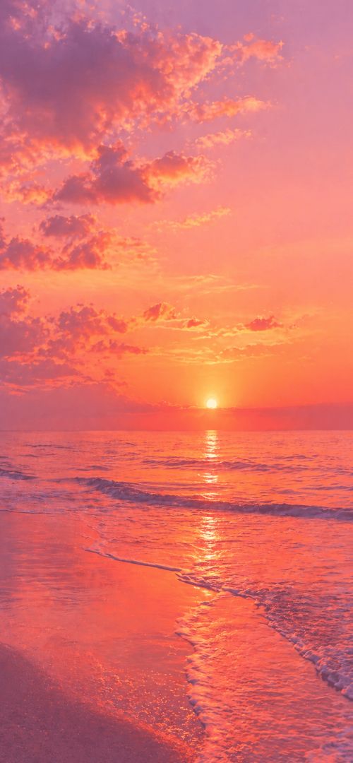 Serene coastal sunset glow cute wallpaper