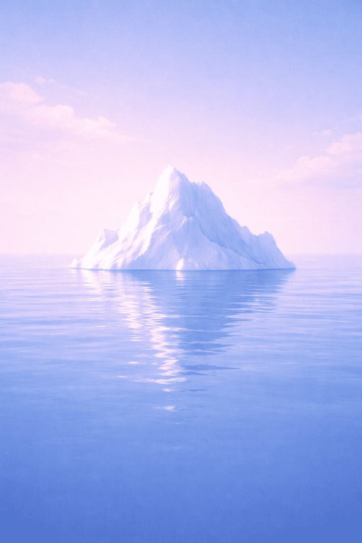 Serene iceberg in calm waters minimalist wallpaper