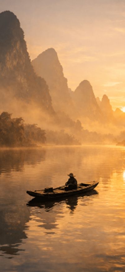 Serene morning on the Li River  Iphone wallpaper