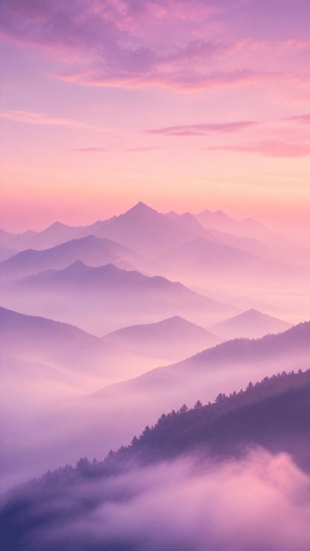 Serene mountain mist at dawn nature wallpaper