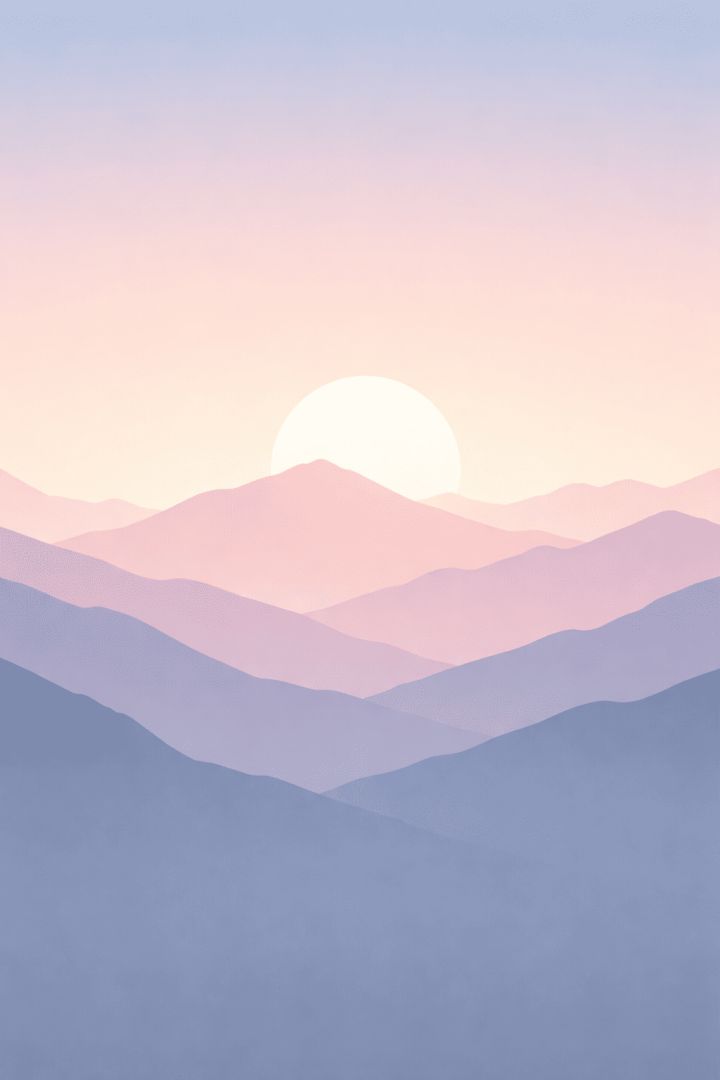 Serene sunrise over pastel mountains wallpaper