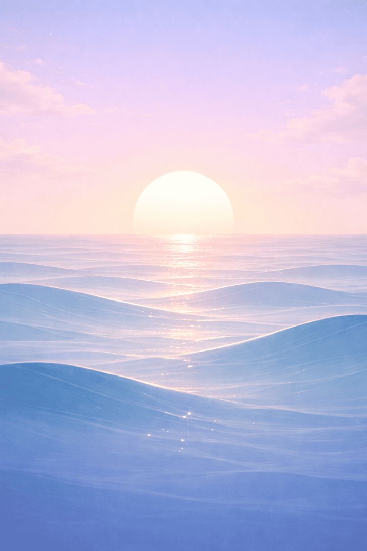 Serene sunrise over tranquil ocean minimalist wallpaper