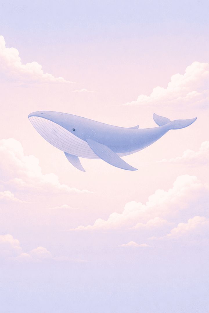 Serene whale in a pastel sky wallpaper