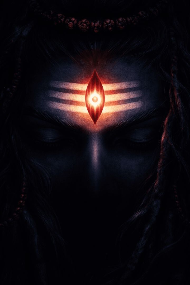 Shiva's glowing third eye close-up god wallpaper