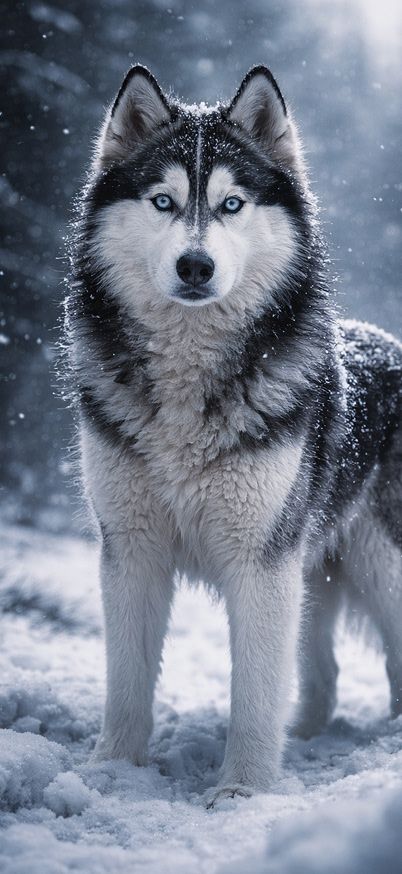 Siberian Husky in a winter storm wallpaper