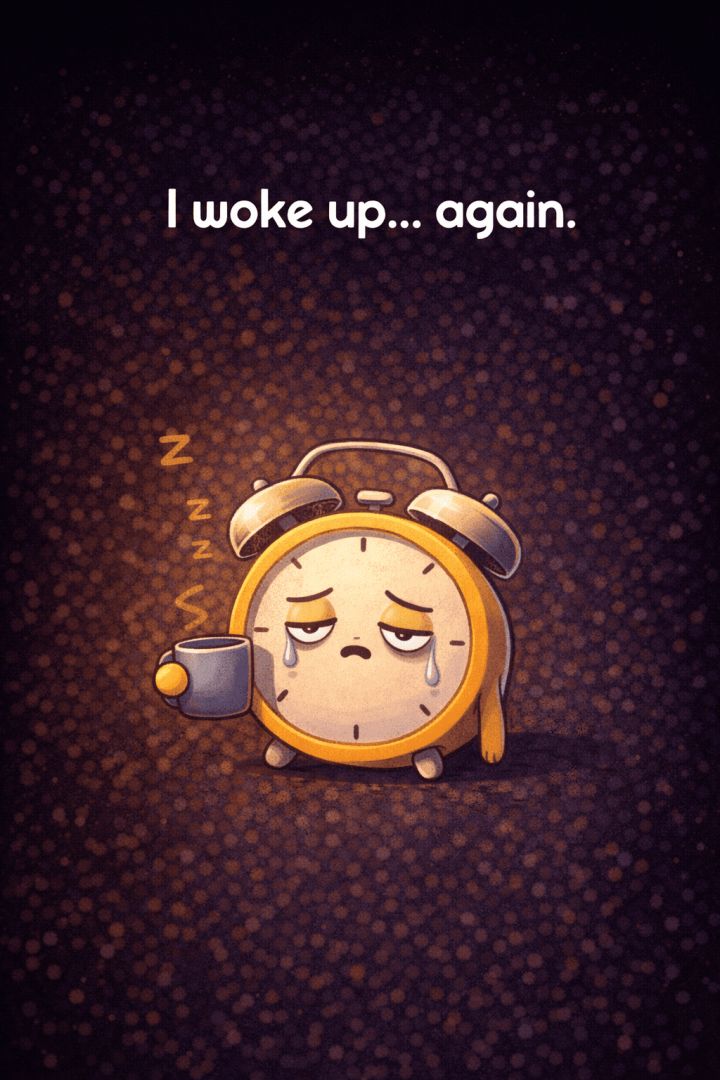 Sleepy alarm clock with coffee wallpaper