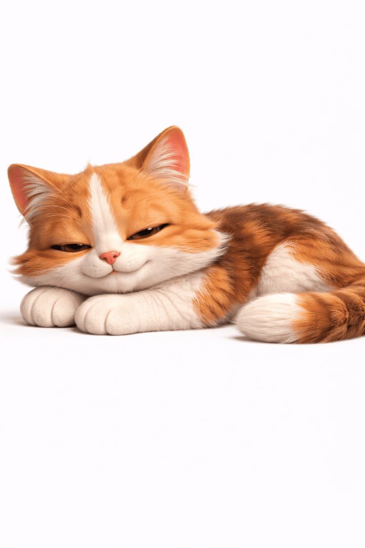 Sleepy cat curled in rest 3d  wallpaper wallpaper