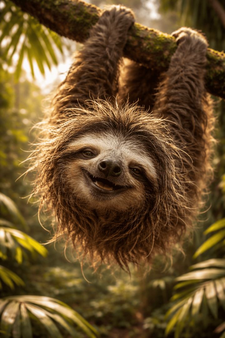 Sleepy sloth in a tropical rainforest wallpaper