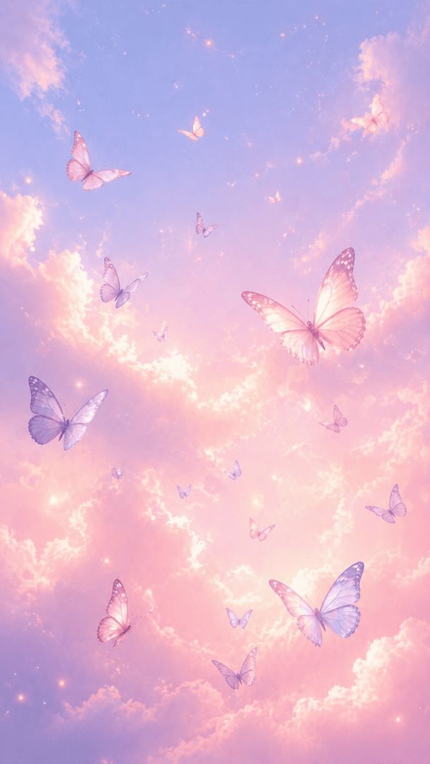 Soft pastel butterfly flight cute wallpaper