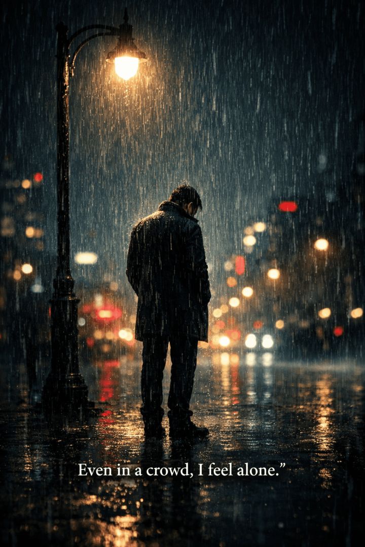 Solitude under the streetlight sad wallpaper