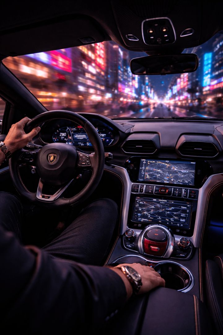 Speeding through a neon cityscape luxurious life wallpaper