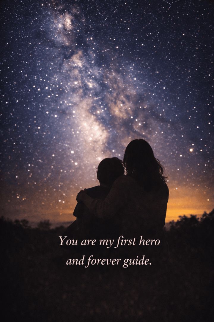 Stargazing with a mother's embrace love wallpaper