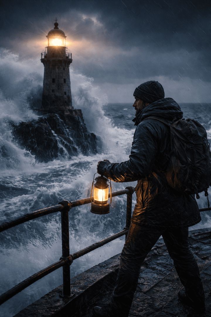 Stormy night at the lighthouse adventure wallpaper