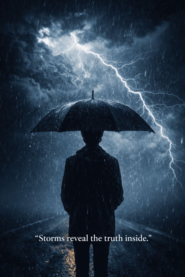 Stormy night under the umbrella sad wallpaper