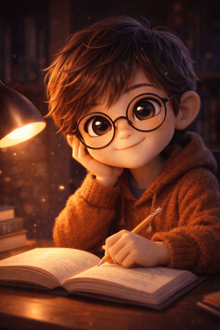 Studious moment by warm light wallpaper