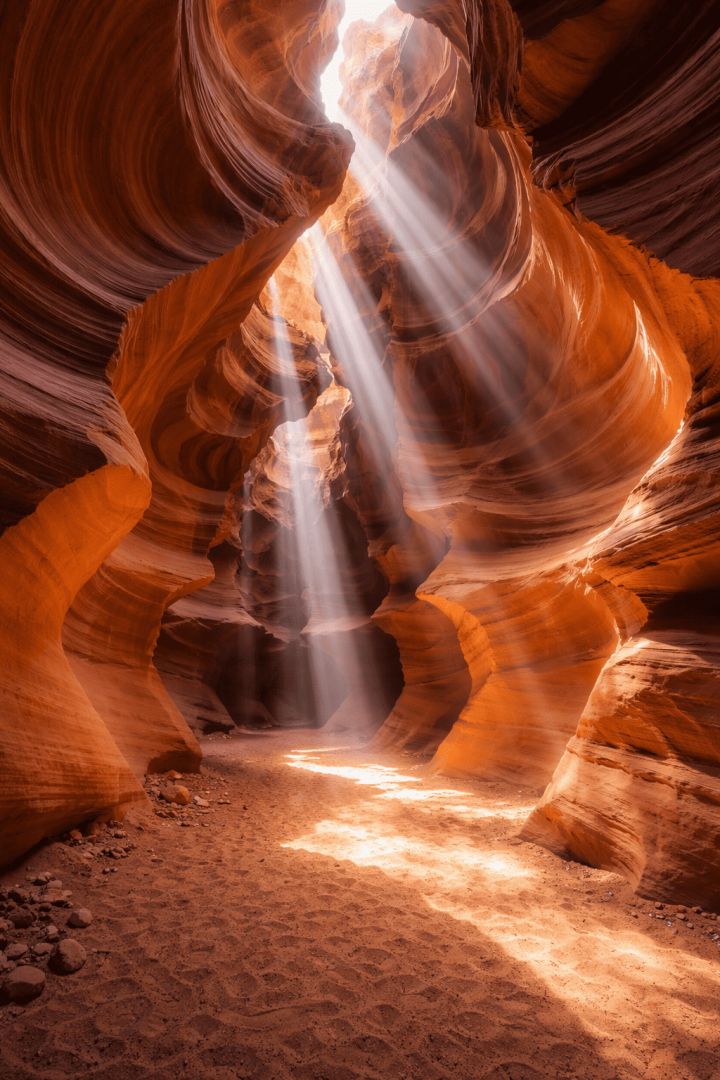 Sunlit serenity in a slot canyon wallpaper