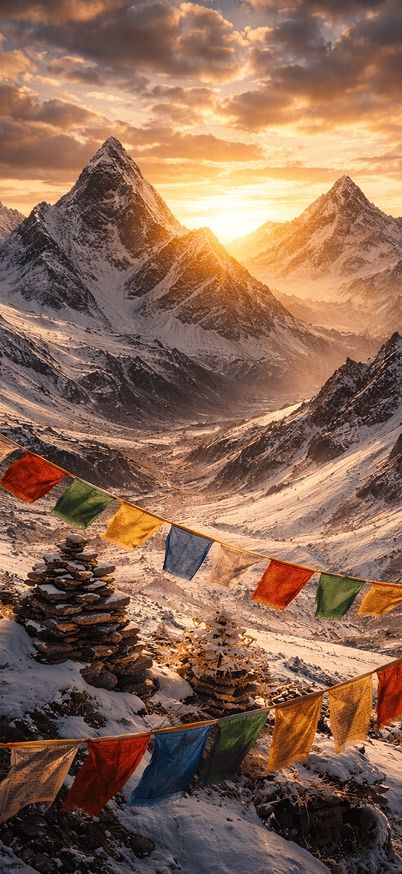 Sunrise over snowy Ladakh peaks Iphone wallpaper