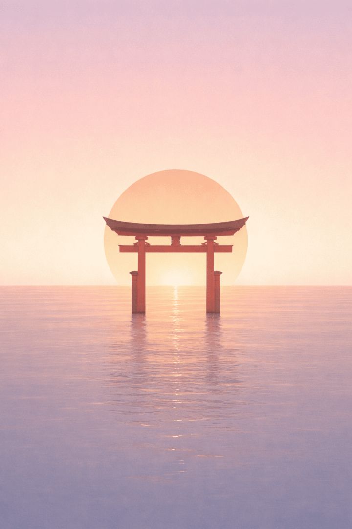 Sunset at the torii gate wallpaper