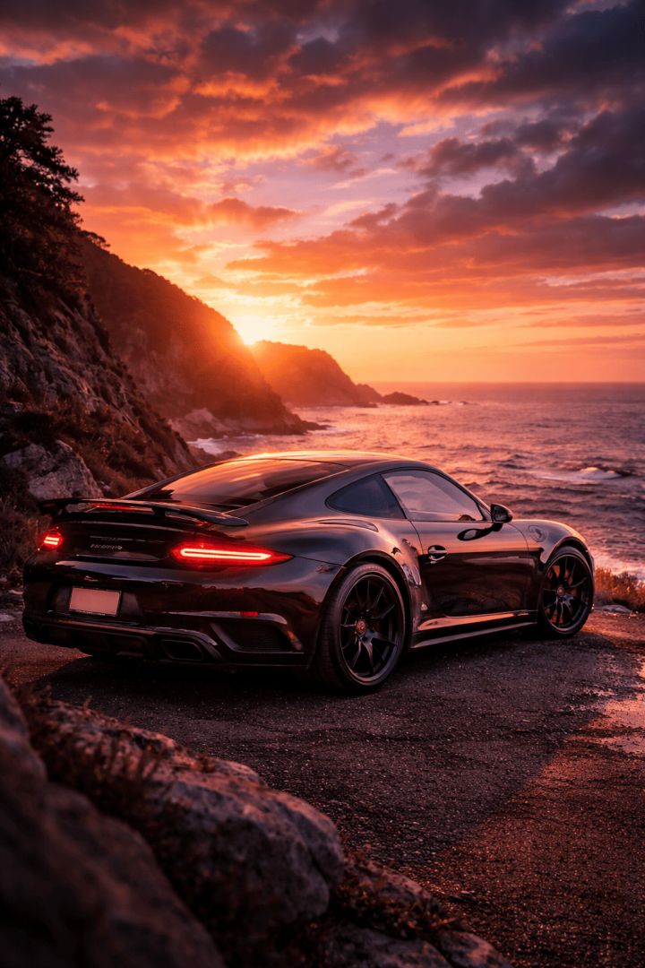 Sunset drive in the Porsche 911 wallpaper