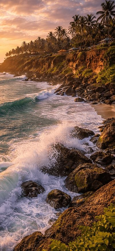 Sunset over Varkala Beach cliffs wallpaper