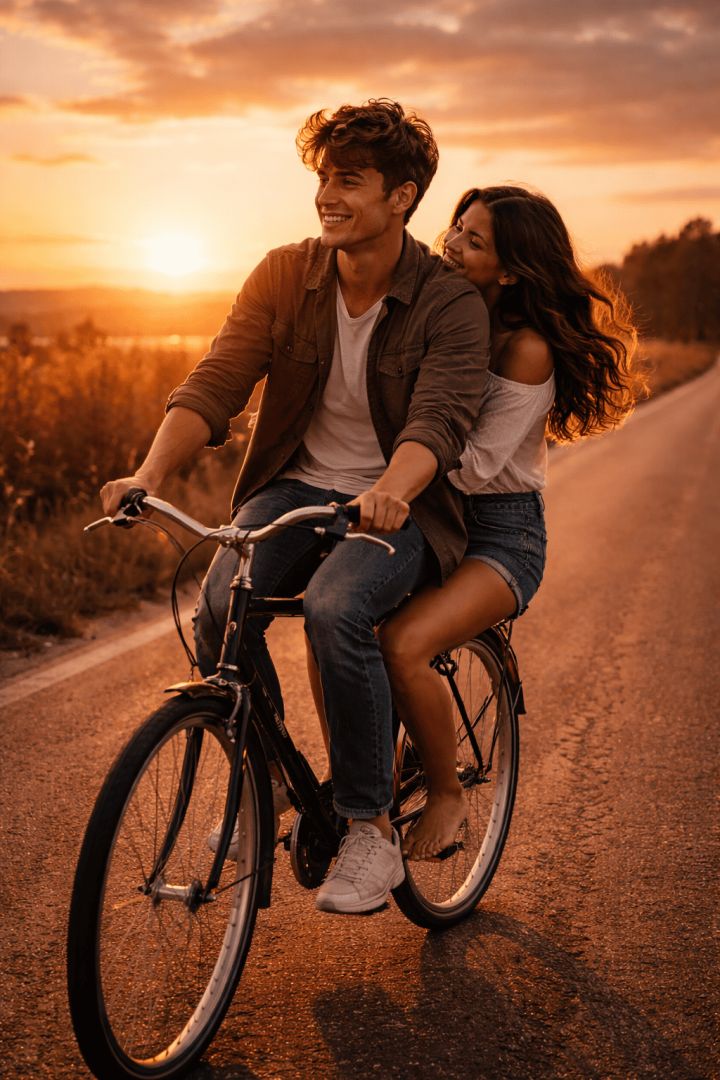 Sunset ride through the countryside love wallpaper