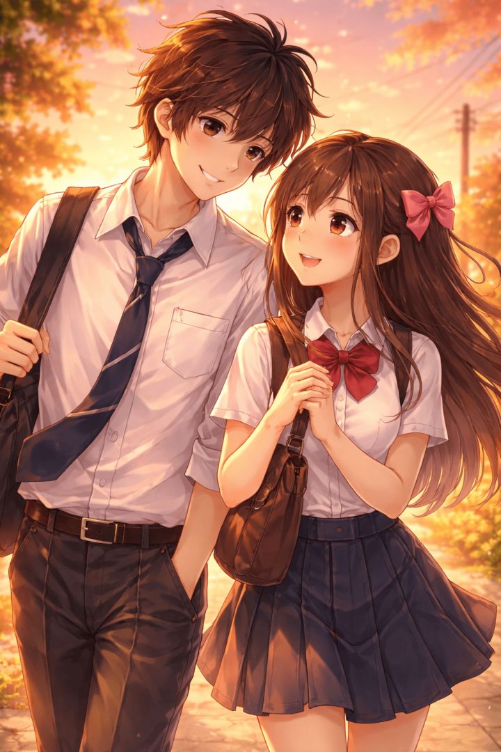 Sunset stroll with a smile wallpaper