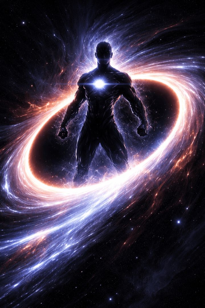 Superhero at the cosmic core warrior wallpaper