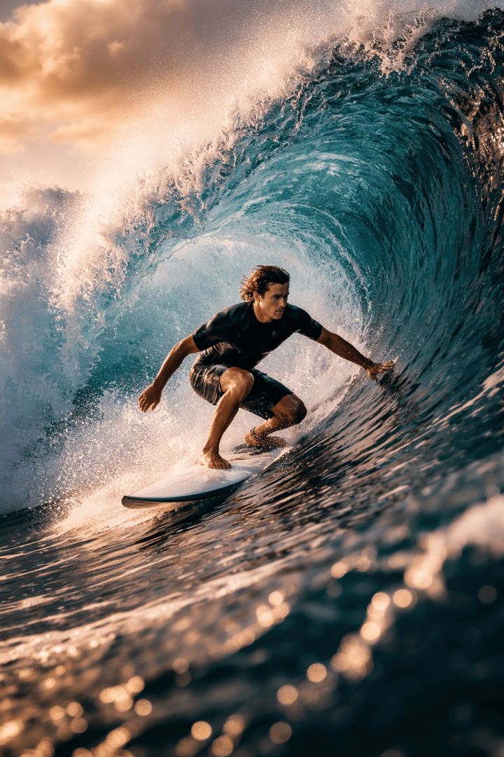 Surfer carving the giant wave adventure wallpaper