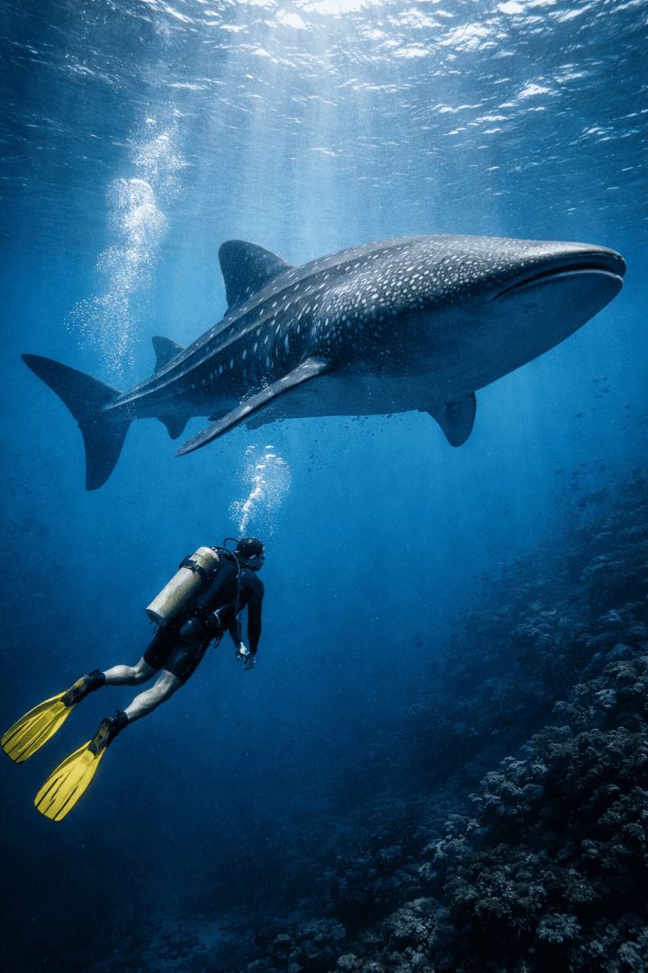 Swimming with a gentle giant aquatic animals wallpaper